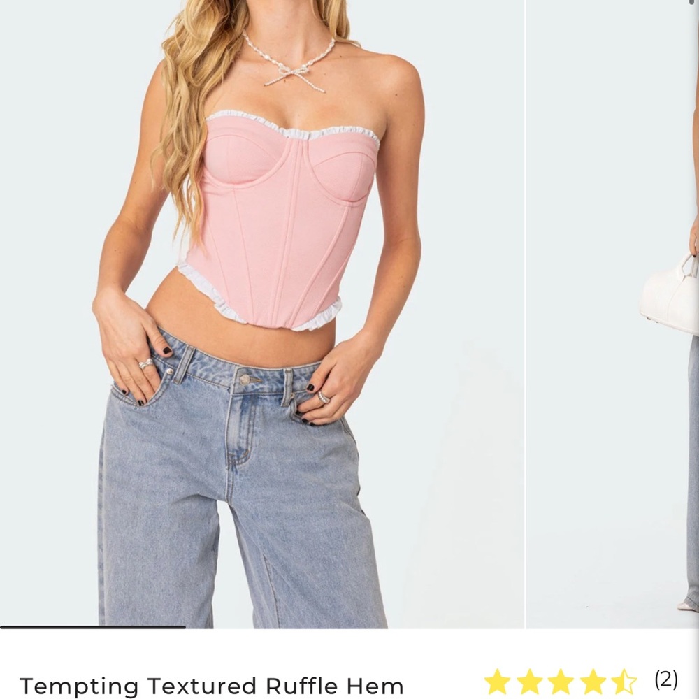 Pink Ruffle Hem Corset Top